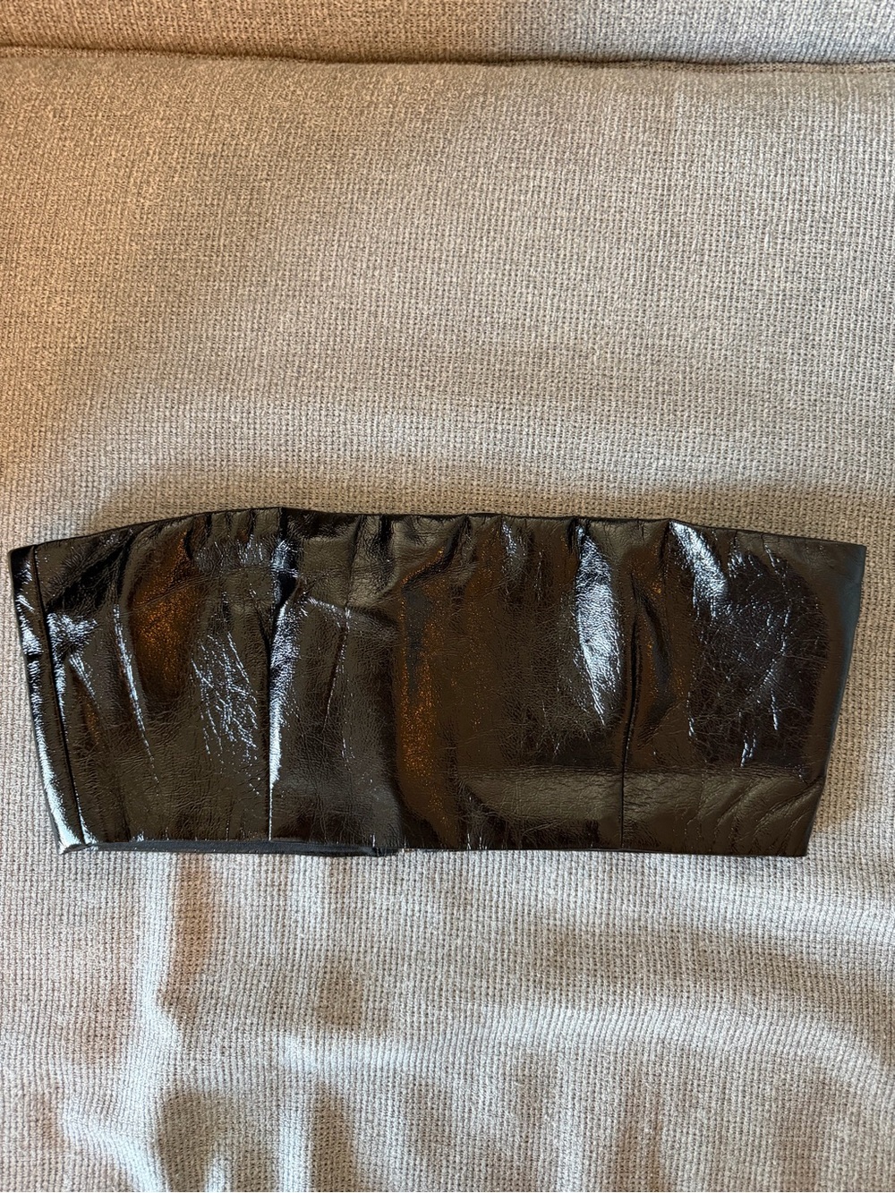 BAYSE Black Patent Leather Bandeau Top